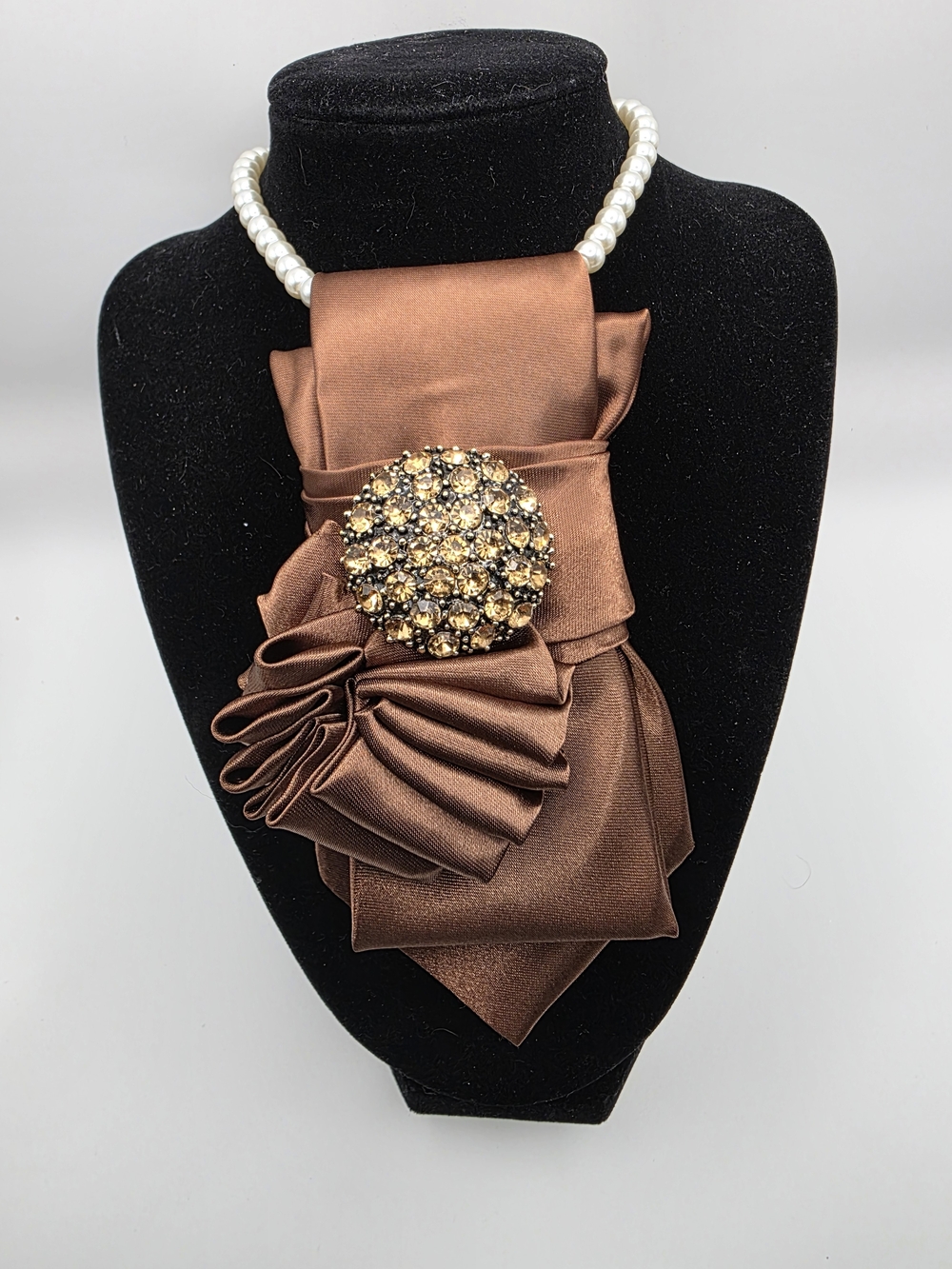 Tie Necklace | Brown Satin